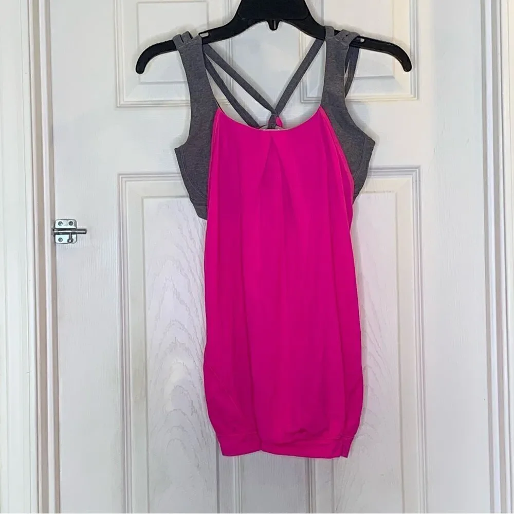 Lululemon Nouveau Limits Tank Raspberry Glo Slate Gray Size 6